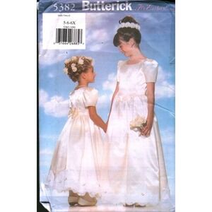 Butterick 5382 Kids Flower Girl Communion Dress Petticoat Sewing Pattern 5-6-6X
